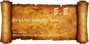 Breita Benjámin névjegykártya